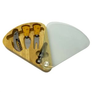 Set para Vino y Queso 4 Piezas Caja Madera