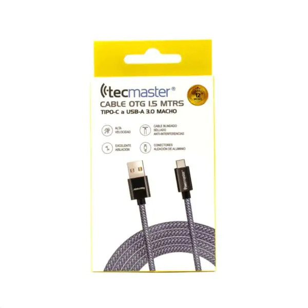 Cable Otg Tipo C a Usb 3.0 1.5M 18W Tecmaster TM-200532 - Imagen 3