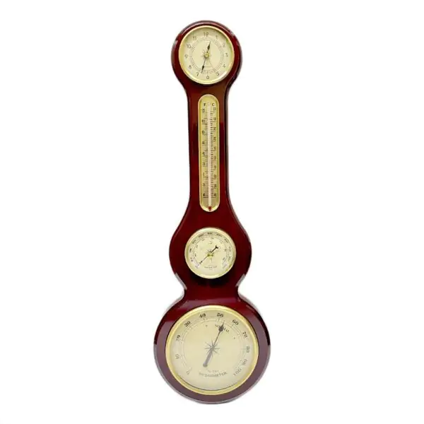 Barometro de Madera con Reloj Termometro Barometro YG1609