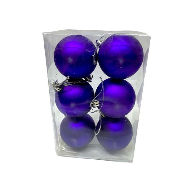 Adorno Navideño Set 6 Bolas Colgantes Lisas Color Morado - Imagen 2