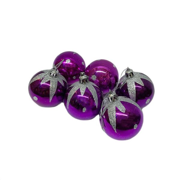 Adorno Navideño Set 6 Bolas Colgantes Color Morado