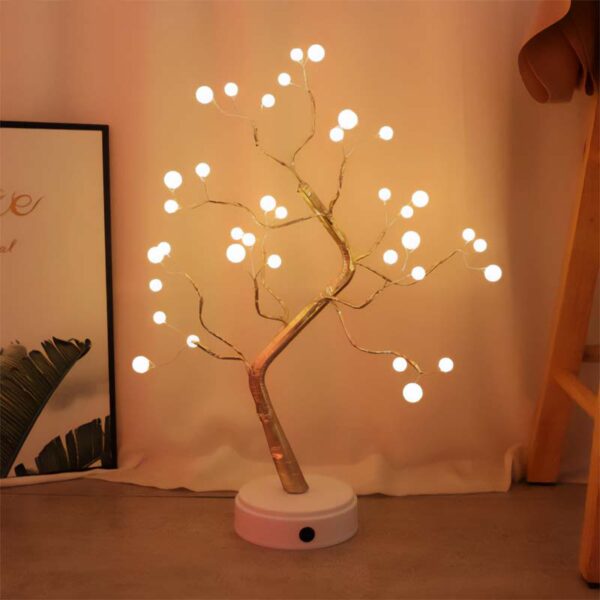 Arbol Decorativo Brillante Led Dorado Navidad Interruptor touch 44 x 24 cm