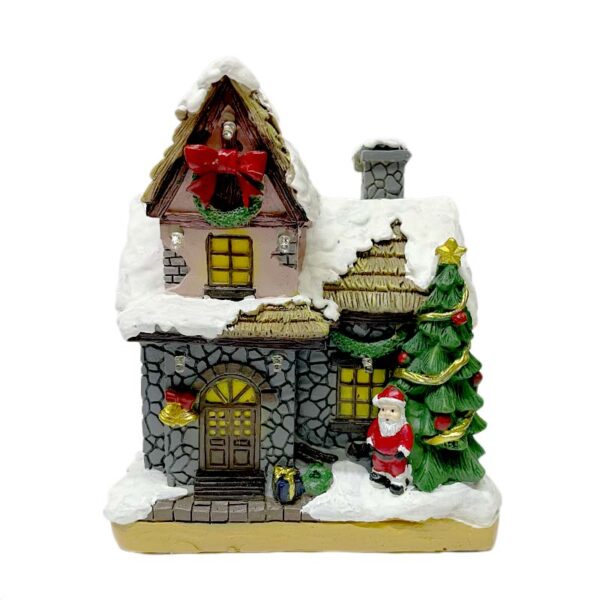 Figura Casa Navidad con Luz y Musica a Pilas Diseño 2 - Imagen 2