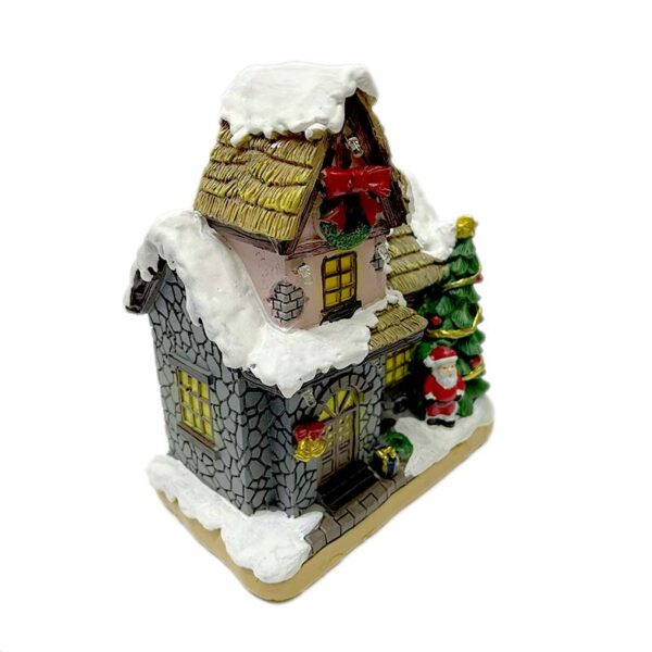 Figura Casa Navidad con Luz y Musica a Pilas Diseño 2 - Imagen 4