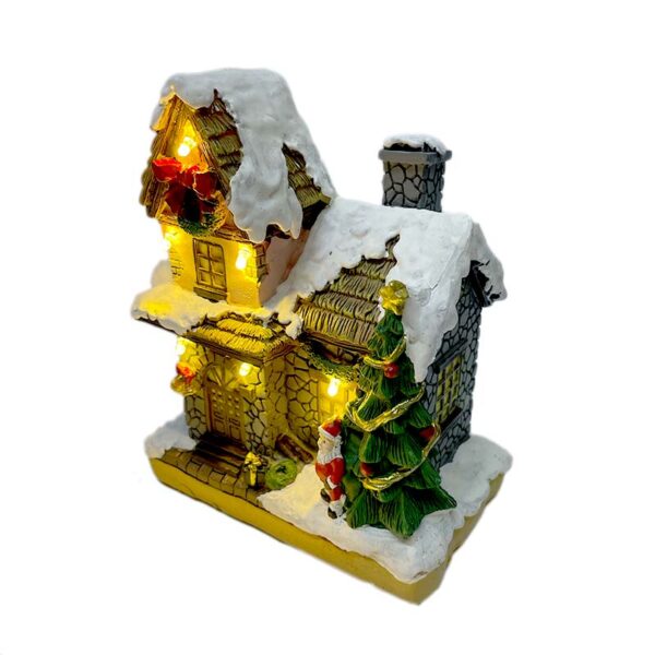 Figura Casa Navidad con Luz y Musica a Pilas Diseño 2 - Imagen 5