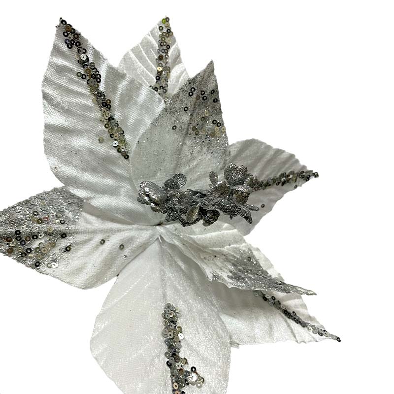 Flor del Inca color Blanco Decoracion de Navidad 30 cm - Imagen 3