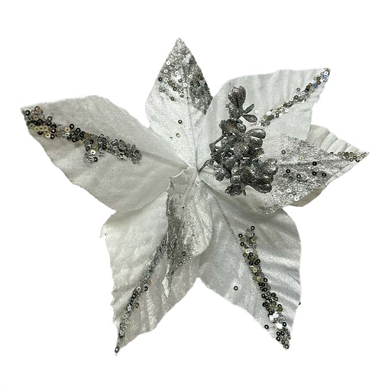 Flor del Inca color Blanco Decoracion de Navidad 30 cm - Imagen 2