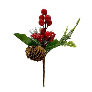 Rama Navideña Frutos Rojos Muerdago 30 cm Diseño 4