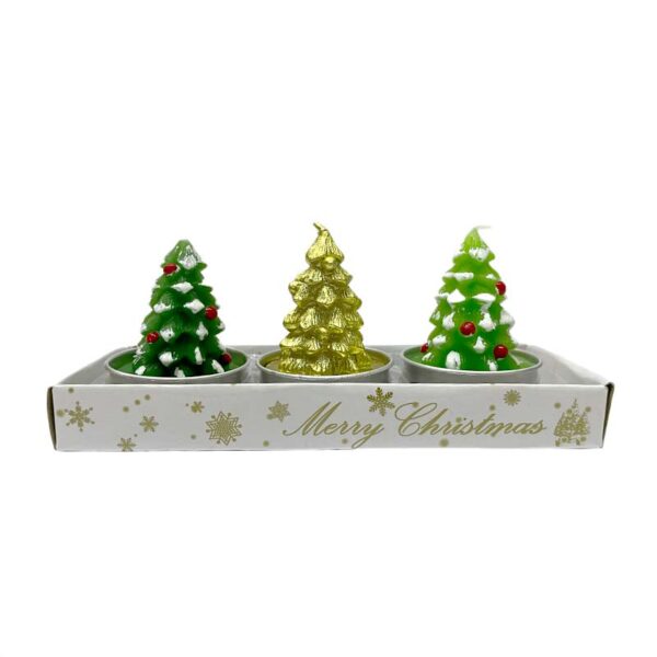 Set 3 Velas Navideñas Diseño Pinos