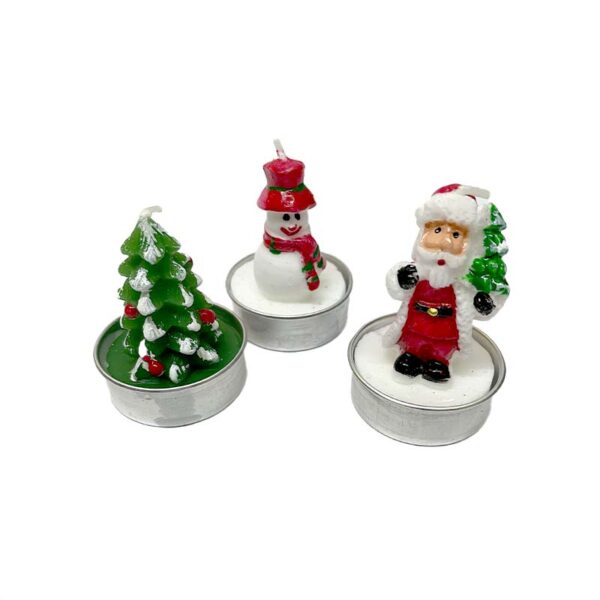 Set 3 Velas Navideñas Diseños Pascuero + Pino + Muñeco de Nieve - Imagen 2