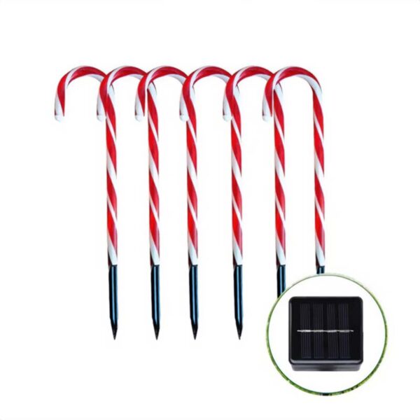 Set 6 Bastones Caramelos Luces Navideñas Solares