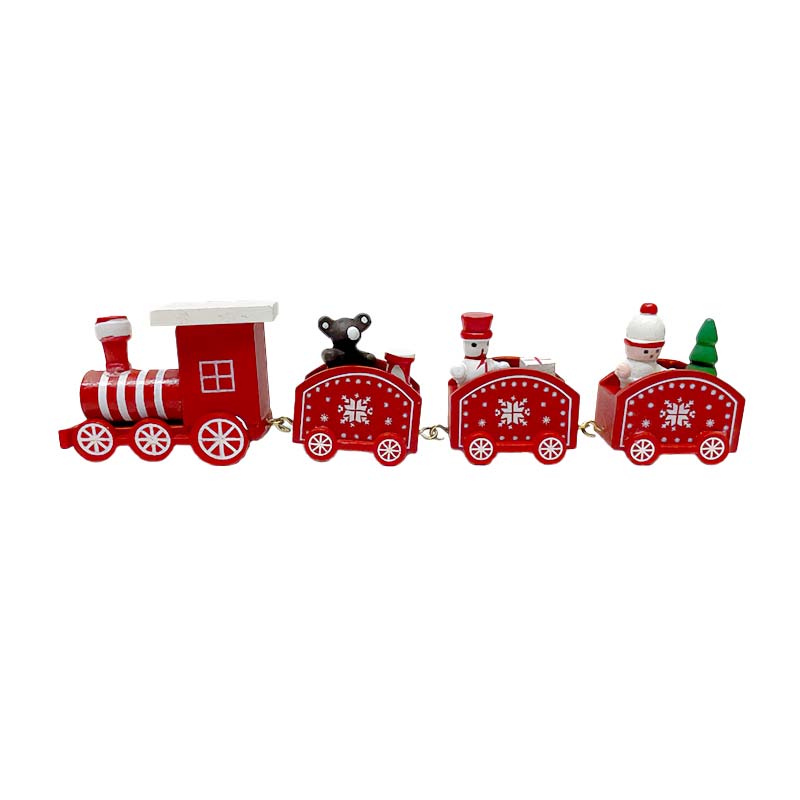 Trencito de Madera Decoracion Navideña Color Rojo Blanco