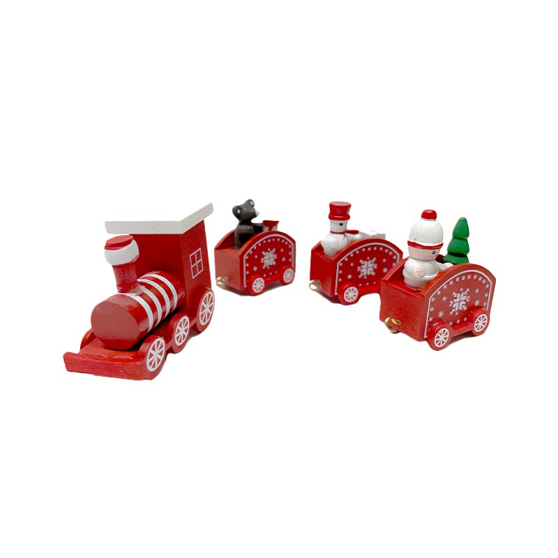 Trencito de Madera Decoracion Navideña Color Rojo Blanco - Imagen 4