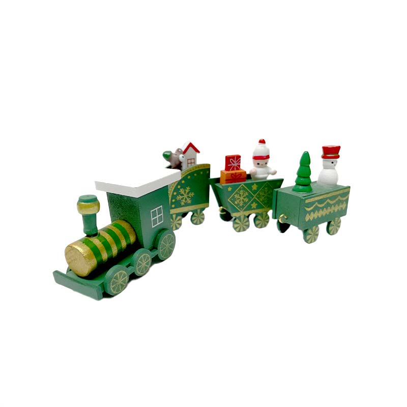 Trencito de Madera Decoracion Navideña Color Verde Dorado - Imagen 3