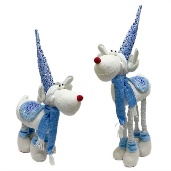 Peluche Reno Navideño Piernas Largas Azul