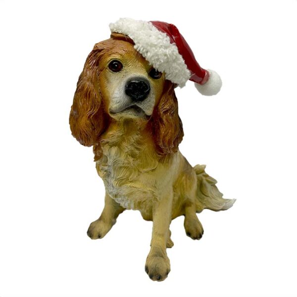 Perro Cocker Navideño Figura Decorativa 23 cm