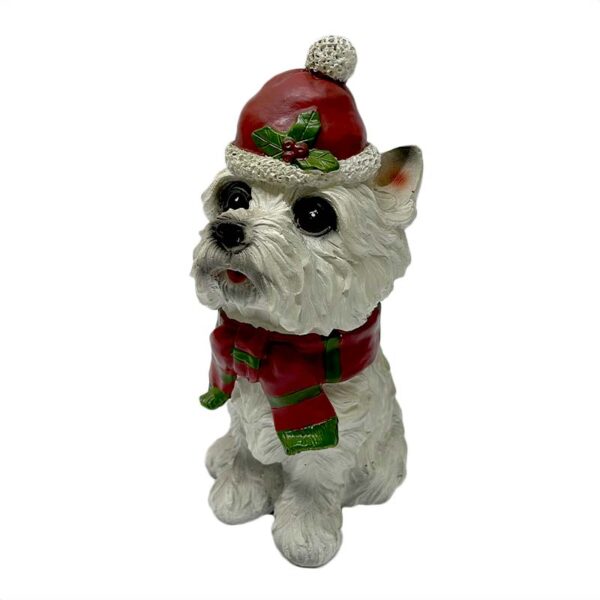 Perro Terrier Navideño Figura Decorativa 20 cm