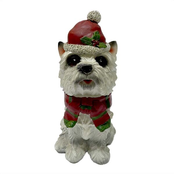 Perro Terrier Navideño Figura Decorativa 20 cm - Imagen 2