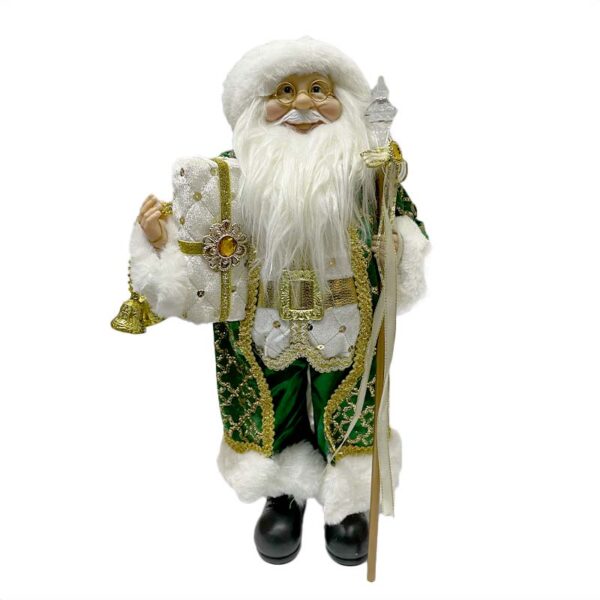 Viejo Pascuero Grande Chaqueta Verde Dorada con Accesorios Adorno 46 cm