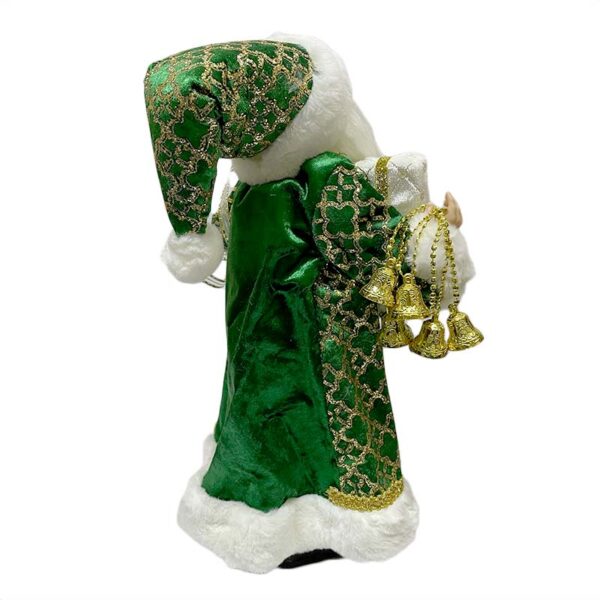 Viejo Pascuero Grande Chaqueta Verde Dorada con Accesorios Adorno 46 cm - Imagen 3