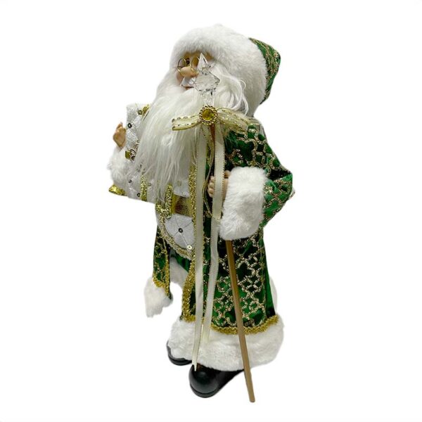 Viejo Pascuero Grande Chaqueta Verde Dorada con Accesorios Adorno 46 cm - Imagen 2