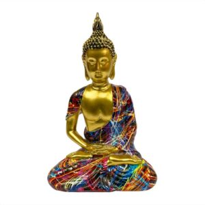 Figura Decorativa Buda Dorado Graffiti Colores 15x23cm